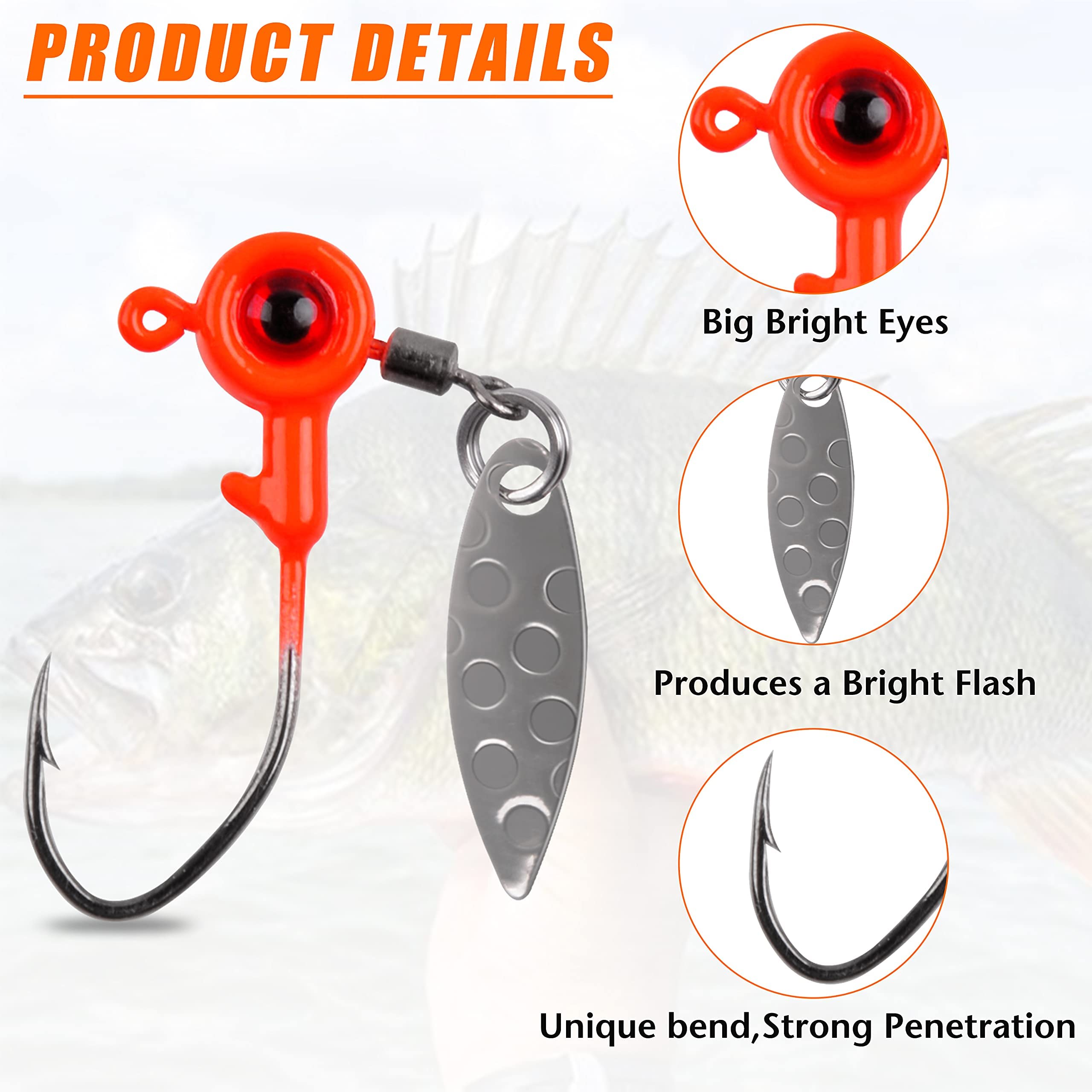 25-Piece Crappie Jig Heads Kit With Spinner Blades - 1/16 Oz Fishing Lures For Freshwater & Saltwater - View #2