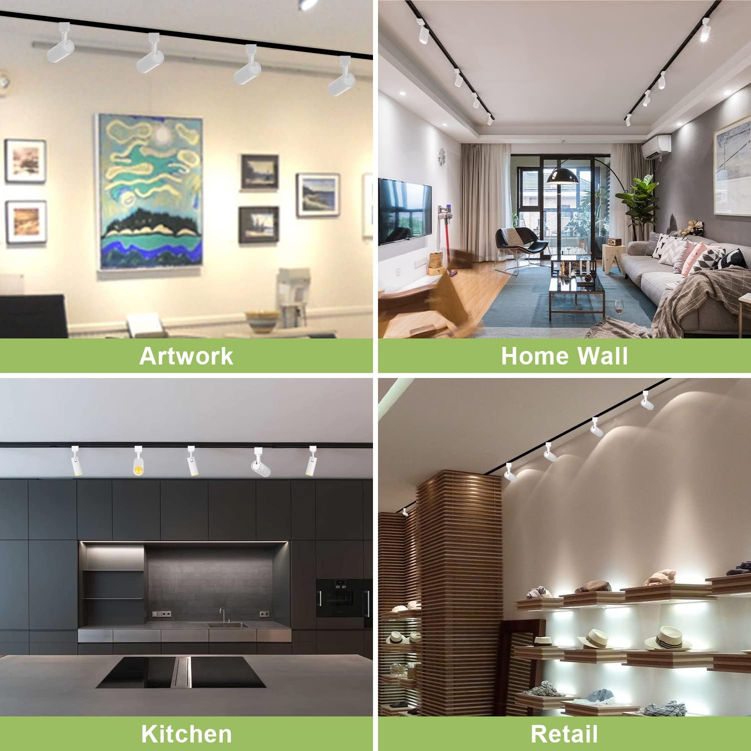 3-Colo 12W LED Track Lighting Heads,H Type LED Track Light Heads with Remote,Dimmable 3000K/4000K/5000K Selectable,CRI90+ Track Lighting for Accent,Artwork,Office 36°Angle 6Pack (White)