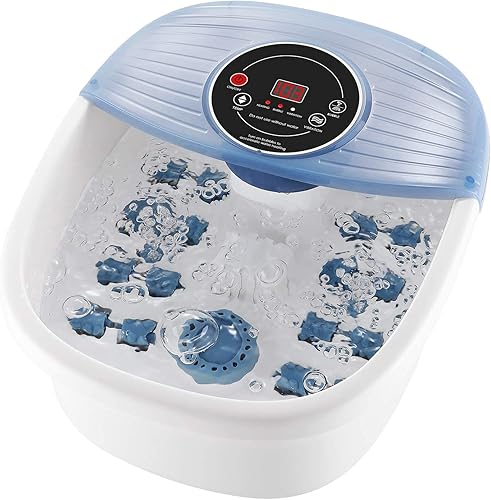 Spa para pies masaje de baño de pies con vibración de burbujas de calor con control de temperatura 95-118 F 16 rodillos de masaje digital para