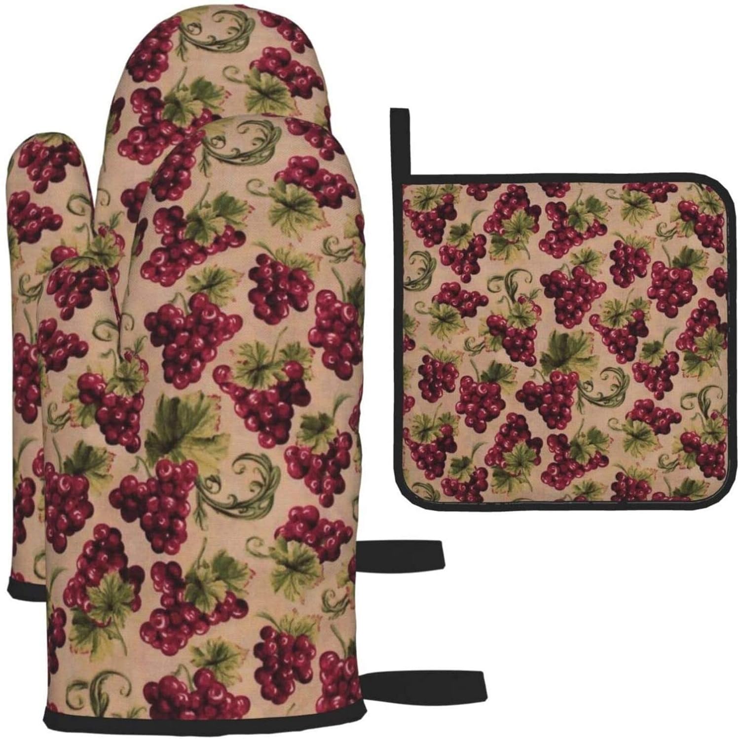 Oven Mitts and Potholders, Grapes Grapevines Purple Baking Glove and