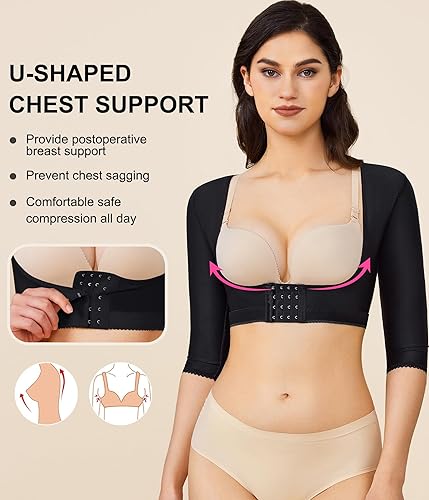 Miniatura 4 de BRABIC Mangas de compresión para la parte superior del brazo, moldeador postquirúrgico, más delgado, corrector de postura, fajas para mujer