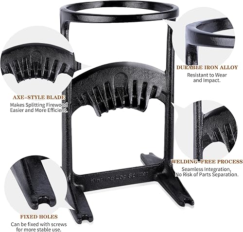 Miniatura 2 de Kindling Splitter XL, Divisor de troncos de leña de una pieza, divisor de leña de hierro fundido resistente, diámetro 10.2 pulgadas, 18 libras.