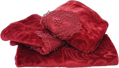 مفرش سيمبل قطيفة، 1 مفرش مقاس 190235 + 2 خدادية مقاس 5570 + 1 مخدة مقاس 50*160، "نبيتي" - 18421