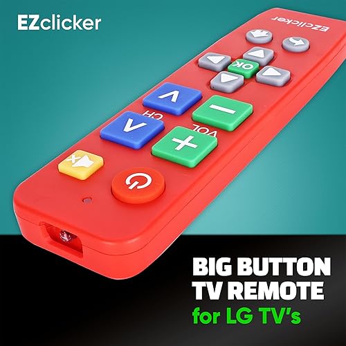 Miniatura 2 de Control remoto universal de TV con botón grande para todos los televisores LG solo simplificado y fácil de usar (2 pilas AAA no incluidas) (rojo)
