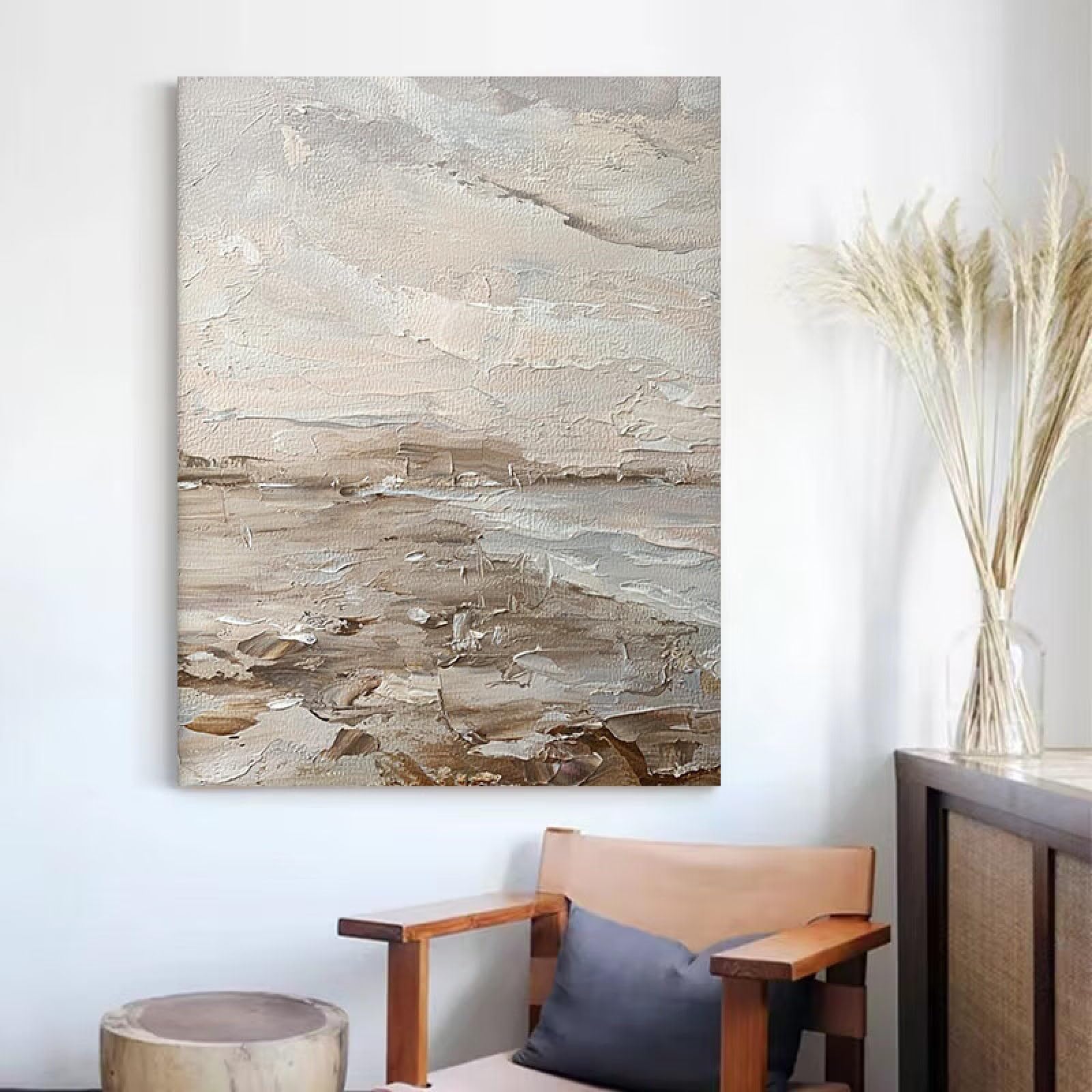 Peinture à l'huile peinte à la main pour habiller un grand mur vide blanc