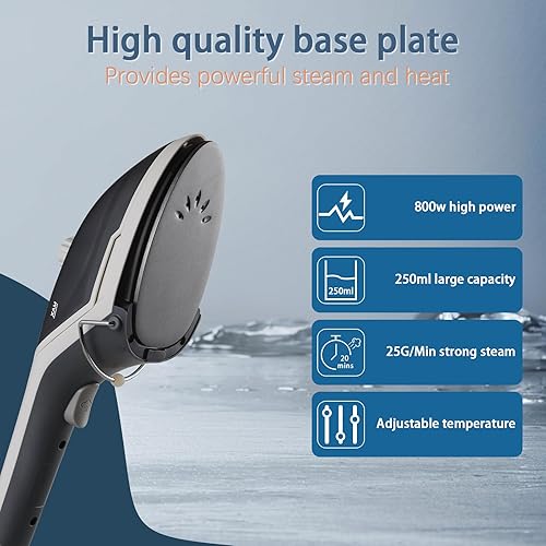 Miniatura 3 de Hemantol - Plancha vaporera de mano para ropa, 2 en 1, 800 W, calentamiento rápido, planchado y eliminación de arrugas, perilla de control de vapor