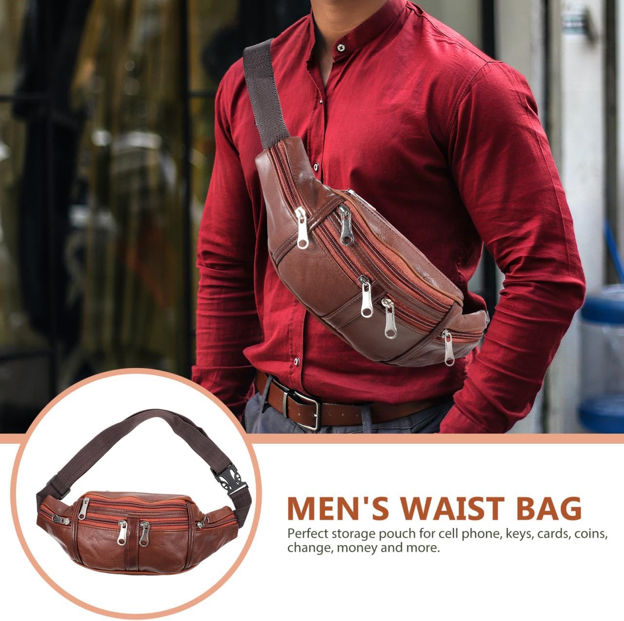 Milisten Water-Resistant Sling Bag for Men Multi-Purpose Waist Bag Adjustable Strap for Running Cycling and Outdoor Activities Phone Waist Pouch