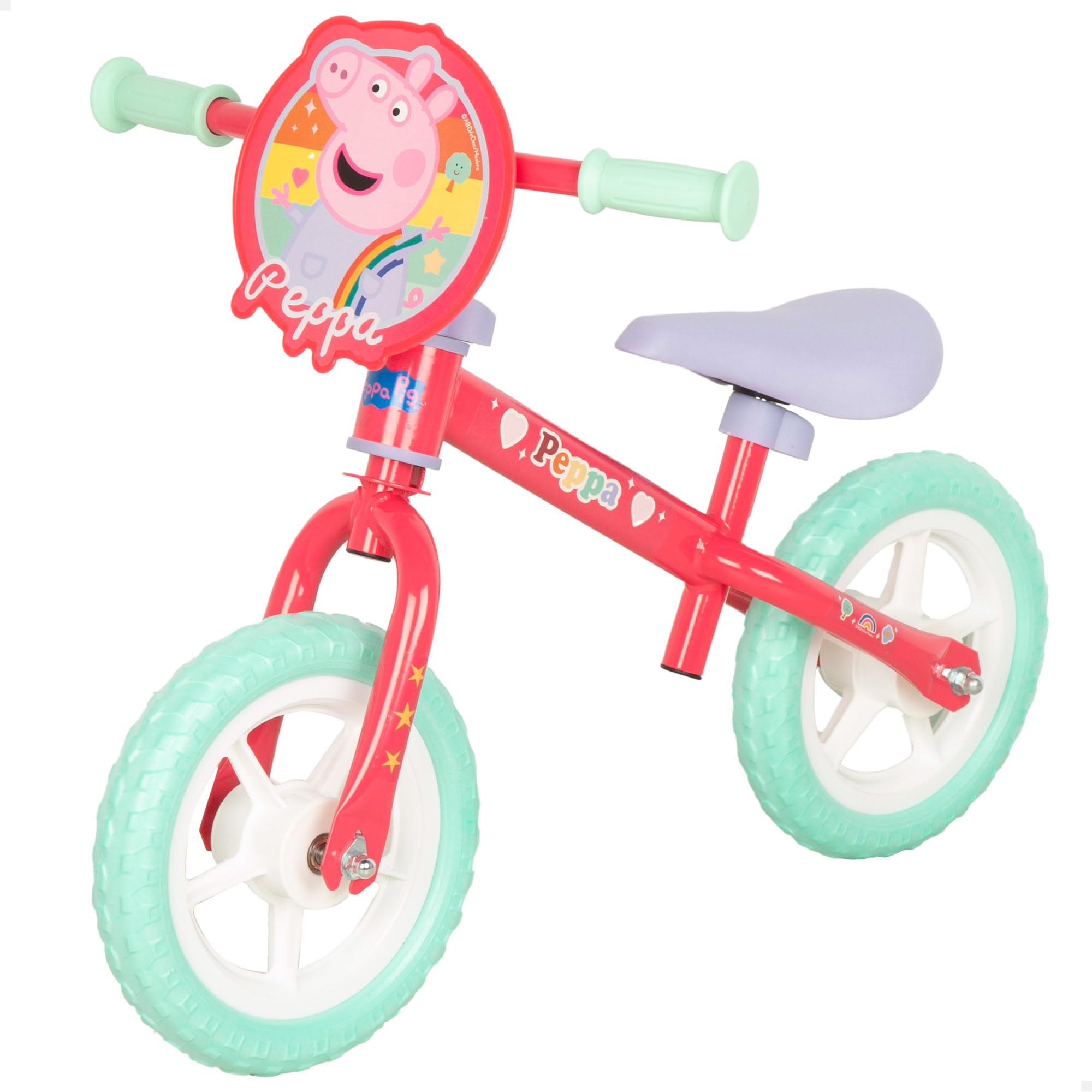 Peppa Pig Bicicleta sin Pedales, 70x41x50 cm, Máx. 20 kg, Bici de Equilibrio, 2 Ruedas Goma antipinchazos, Manillar y sillín Regulables, Altura Ajustable, Licencia Oficial, +2 años (77756)