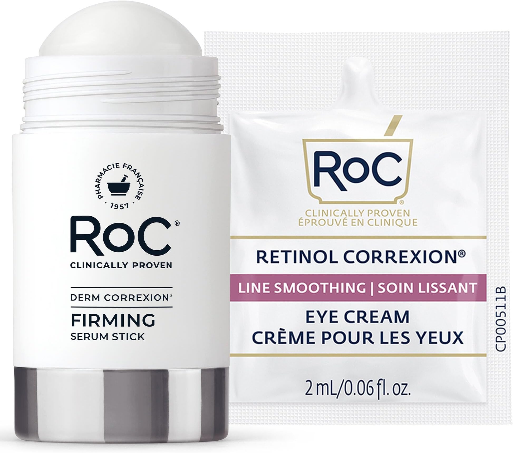 RoC Derm Correxion Retinol Firming Serum Stick with Antioxidants to Visibly Tighten and Firm Wrinkles and Laugh Lines 1.0 oz plus Retinol Eye Cream Packette