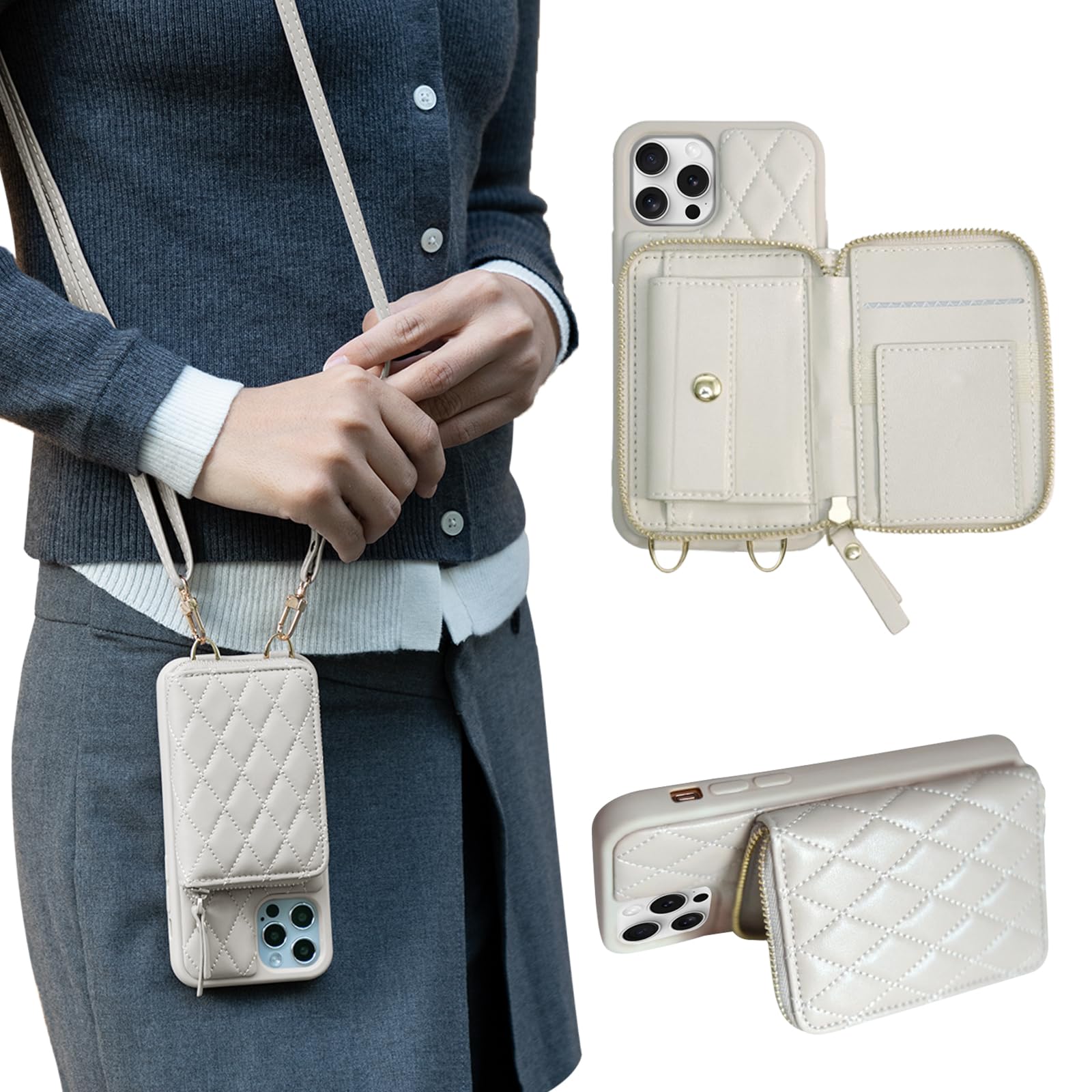 Amazon.com: JUSTRAL Crossbody Wallet Case for iPhone 14 Pro Max