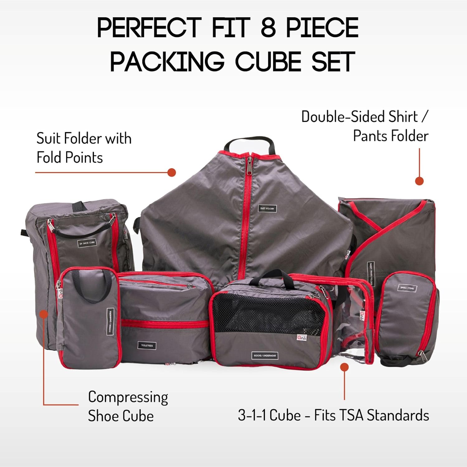 Packing Cubes (8 Piece Perfect Fit Packing Cube Set)