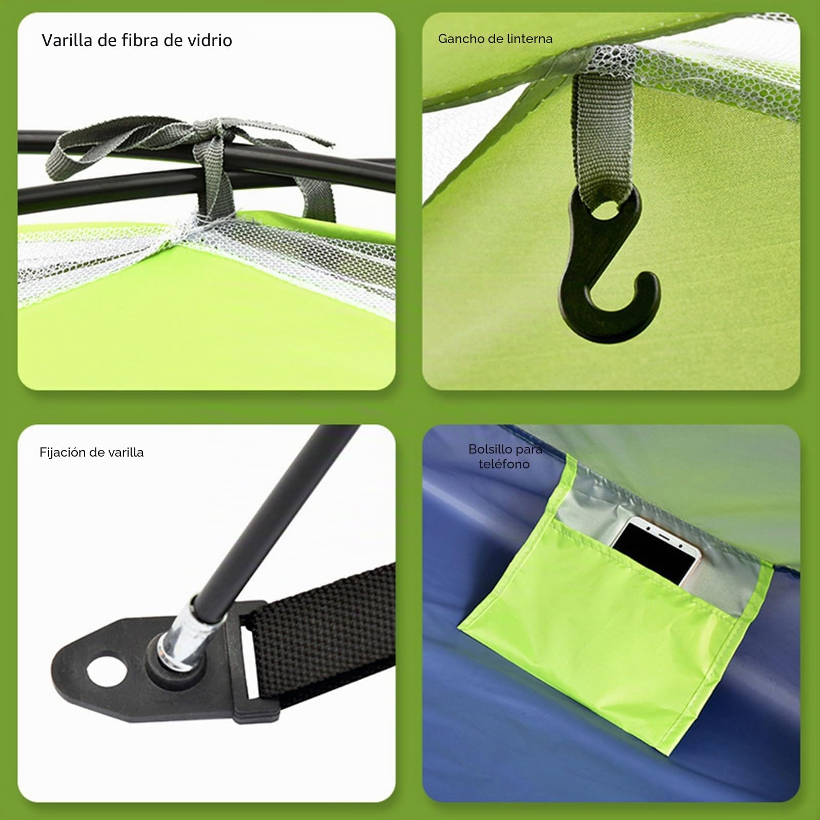 Tienda de campaña ultraligera para 1-2 personas, tienda de campaña impermeable con puertas dobles, bolsa de transporte, clavijas y mosca de lluvia para senderismo y aventuras al aire libre