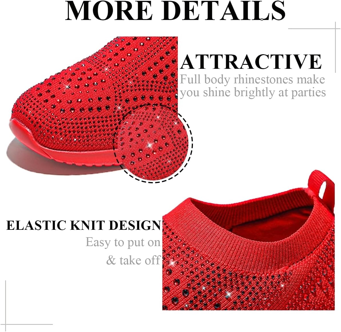 Women's Sparkly Rhinestone Shoes, Breathable & Lightweight Mesh Glitter Sneaker for Casual, Walking, Working, Shopping and More - Image 7