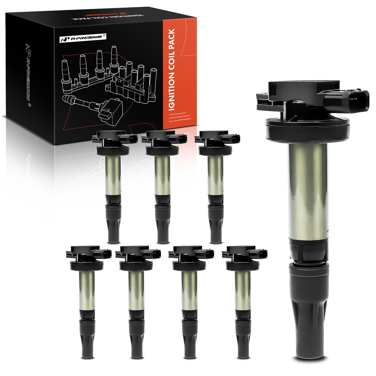 A-Premium Ignition Coils Pack Replacement for Land Rover LR3 Range Rover 2006-2009 Jaguar XJ8 XJR XKR 2004-2009 V8 4.2L 4.4L 8-PC Set