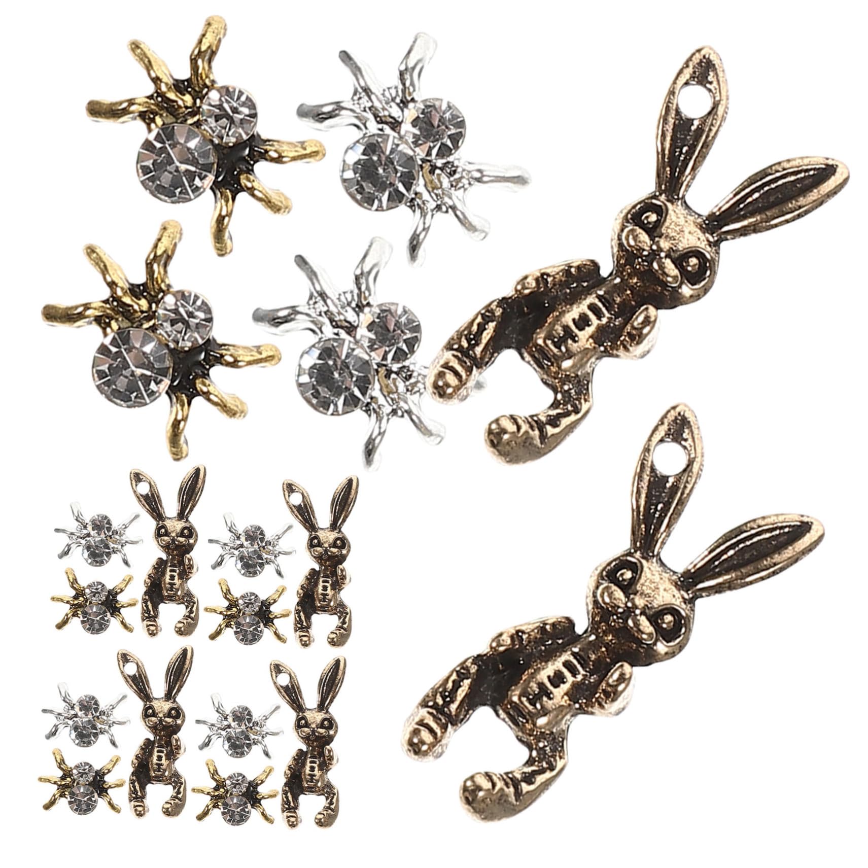 VICASKY 150pezzi Nail Art Charms Decorazioni Per Unghie Con Design Di Ragno e Coniglio Accessori Per Nail Art Fai Da Te Perfetti Per Saloni e Uso Domestico