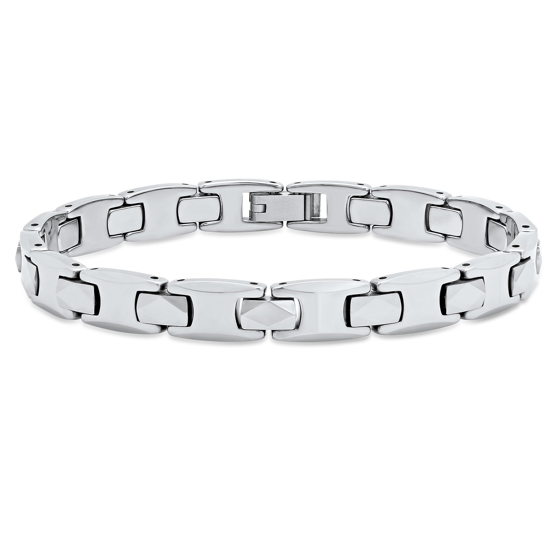Men's Tungsten High Polish H-Link Chain Bracelet - Sleek Elegance, 8.5-inch