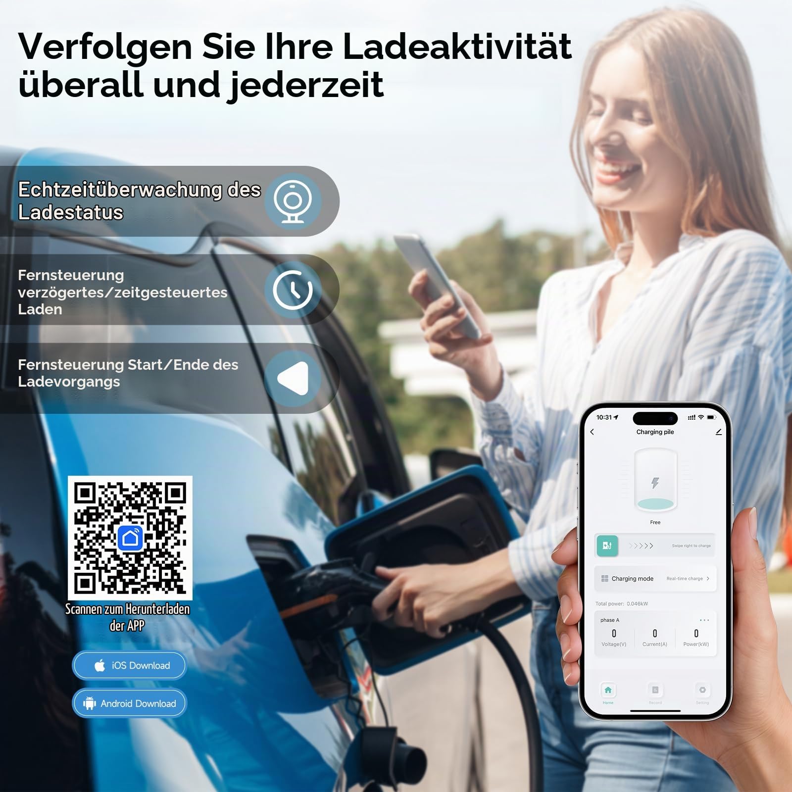 Ladekabel Typ 2 CEE 16A, 11kW Mobile Wallbox 7M Ladegerät Typ 2