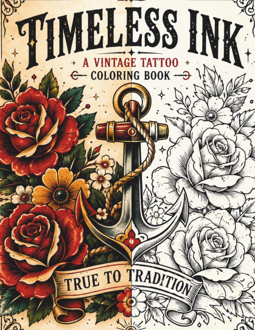 Timeless Ink: A Vintage Tattoo Coloring Book