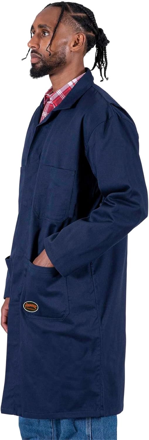 Pioneer Shop & Garage Work Coat - Multi Pocket - Action Back - Snap Double Placket Closure - Navy