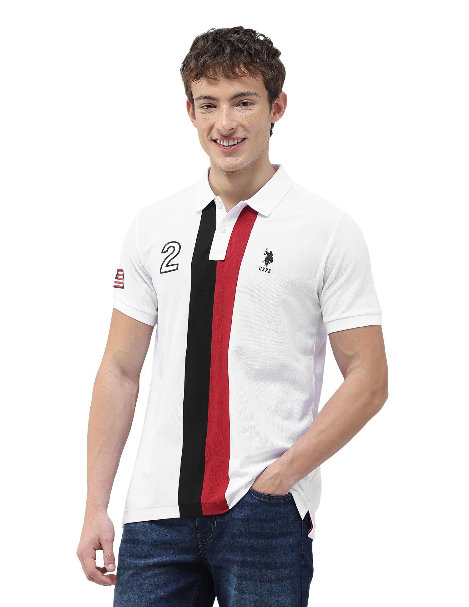 u.s. polo assn. U.S.Polo Association Men's Colourblocked Slim Fit Polo Shirt-picture-29