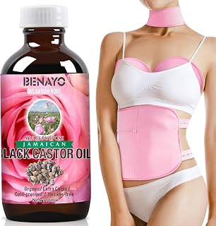BENAYO Cold Pressed Organic Castor Oil in Glass Bottle,Castor Oil Pack Wrap for Liver Detox,Cleanse,Nourishing Thyroid Castor Oil Pack,100% Natural Castor Oil Unrefined Hydration for Skin.