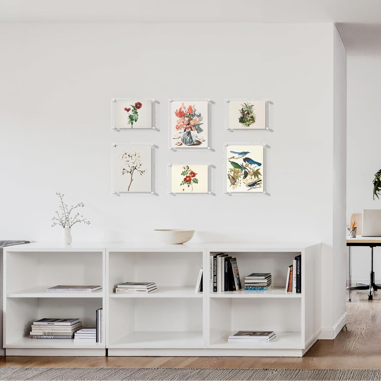 NIUBEE Clear Acrylic Wall Mount Floating Frameless Picture Frame Up to 12x12 Photo for Poster Photography Frames-Double Panel(Full Frame is 13.5x13.5 inch)