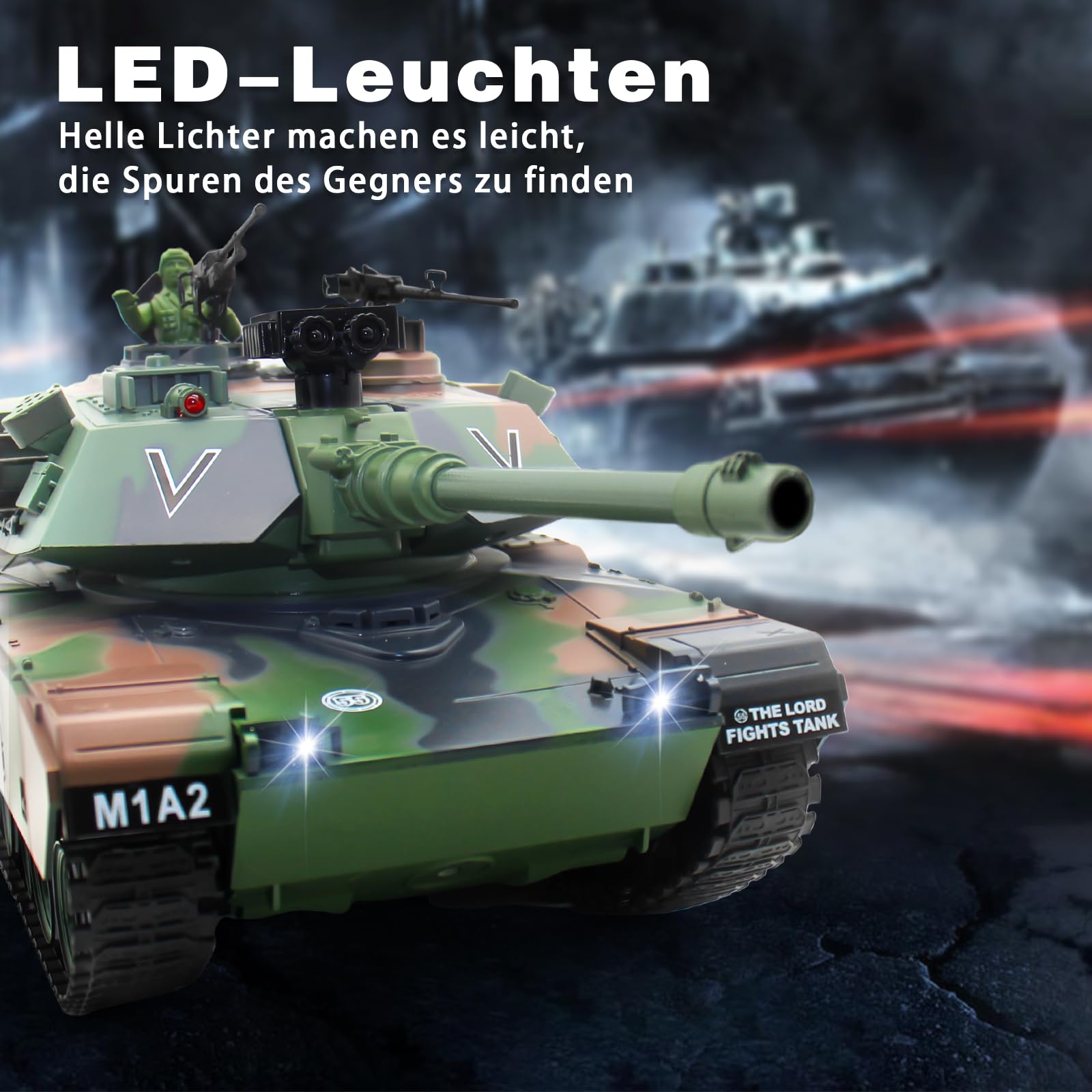 1/18 RC Tanque, M412 Main Main Control Remoto Panzer-Modellspielzeug 15CH Battle Army Tank Licht Humo Sound,Militares RC Vehículo para adultos y niños que dispara BBS y bombas de agua
