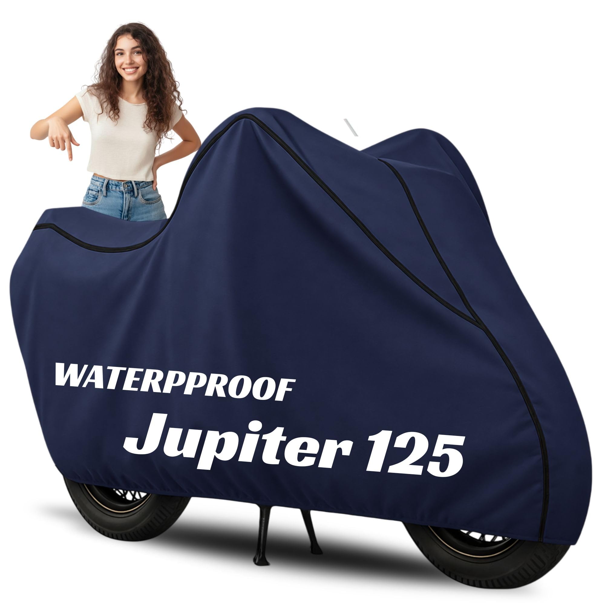 100% Waterproof Jupiter 125 Bike Cover | Polyester Body Cover for Rain & Sun | UV Protection, Dustproof, Scratch Resistant, Windproof, Heat Resistant, Vehicle Specific Fit (Blue)-image-34