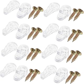 Angoily 60 Sets Glass Clip Kitchen Cabinet Accessories Window Glass Plastic Mirror Glass Clip with Screws Transparent Glass Clip Window Glass Clips Cabinet Glass Clips Glass Fixing Clips