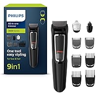 Philips Multigroom Serie 3000 9-in-1 per Viso, Capelli e Corpo con Tecnologia DualCut