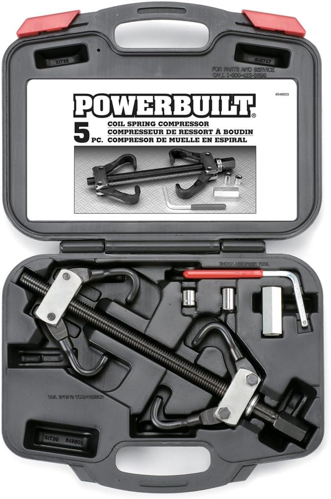 Powerbuilt 5 Piece Coil Spring Compressor Remover Tool Kit 648603E Automotive