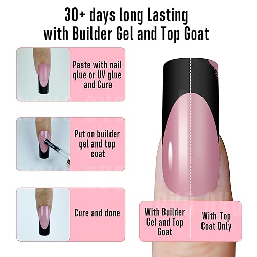 Miniatura 10 de 500 puntas de uñas curvadas de halcón extralargas de media cubierta, estilo halcónalmendra, 2XL, uñas postizas afiladas para acrílico, extensión de