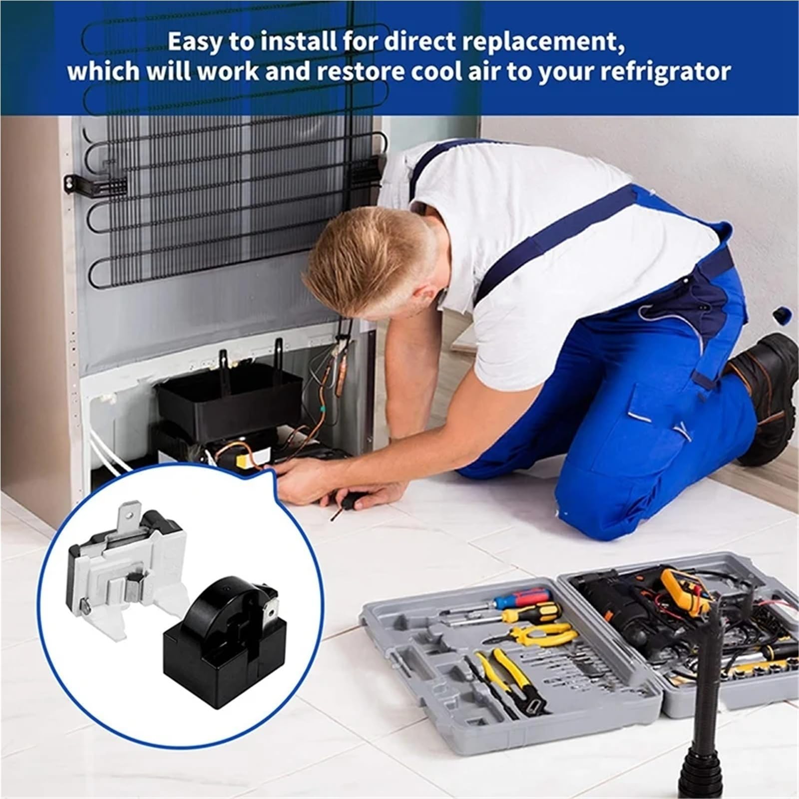 Relé De Arranque PTC For Refrigerador Y Protector Sobrecarga, A99G-8X QP2-4.7 6750C-0005P Piezas Repuesto 1 Pin, Accesorios Profesionales Mantenimiento Eléctrico For Compresores