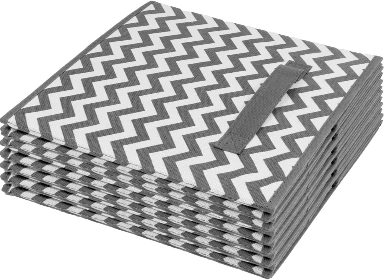Sorbus® Foldable Storage Cube Basket Bin, 6 Pack,Chevron Pattern (Gray)