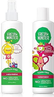 Sponsored Ad - Fresh Monster Kids Hair Detangler Spray & 2-in-1 Shampoo & Conditioner Combo, Toxin-Free, Hypoallergenic & ...