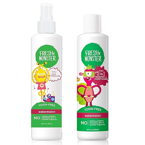 Fresh Monster Desenredante infantil (combo con champú, sandía), juego de 2 piezas