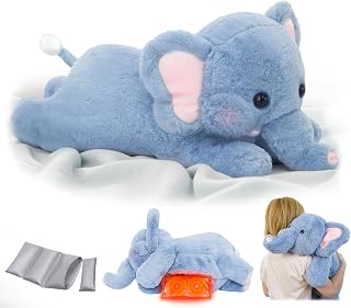 Mewaii Weighted Stuffed Animals with Microwavable Heating Pad - 5lb Adjustable, Heatable & Coolable Elephant Plush for Realistic Hug, Removable Inner Pad, Perfect Plush Gift for Kids Adults (23 Inch)
