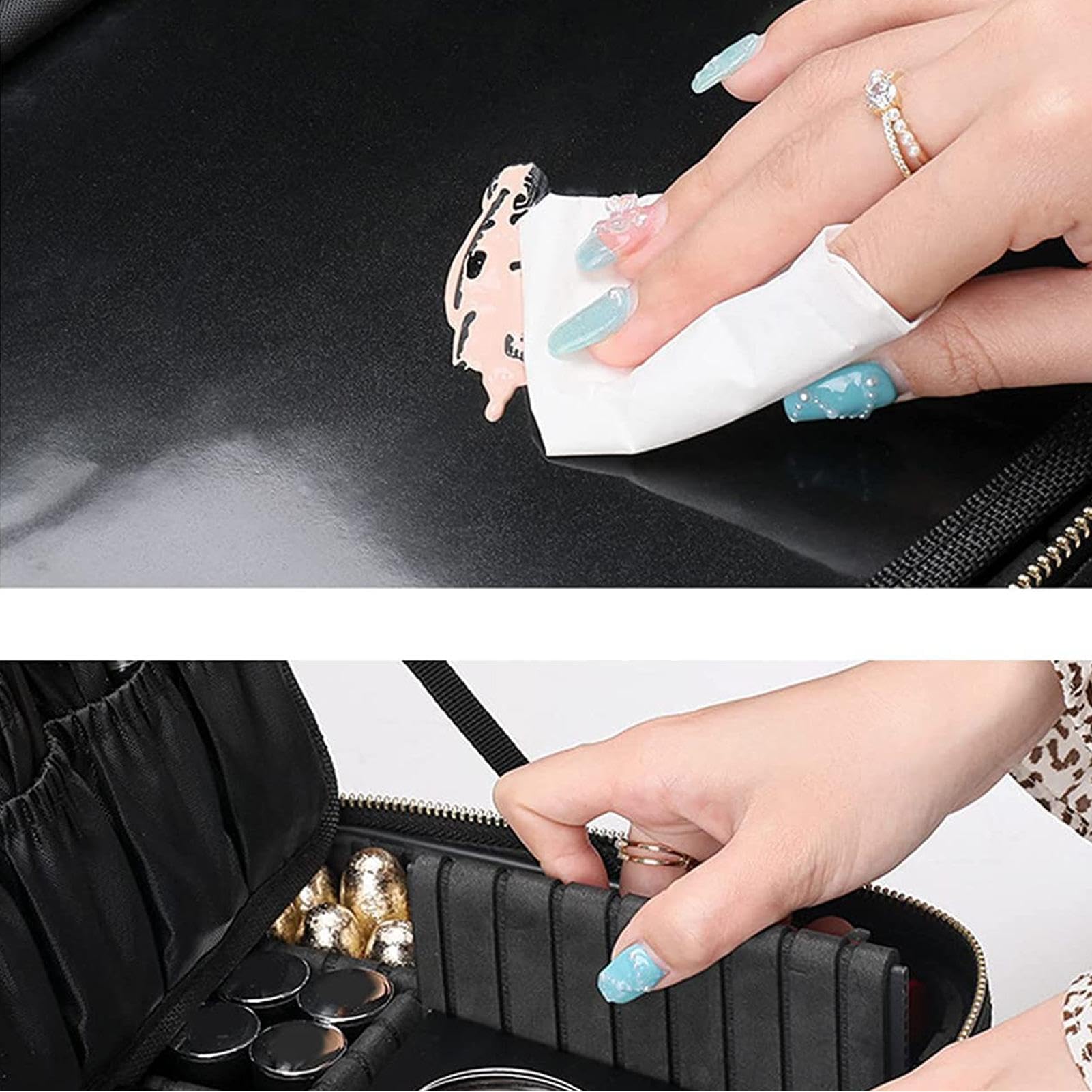 Neceser portátil – Estuche de Maquillaje de Viaje para Mujer, Estuche de | Maquillaje con Cremallera, portátil a Prueba de Polvo con Espejo y Luces, Varios Compartimentos, Negro, Small, Consulte