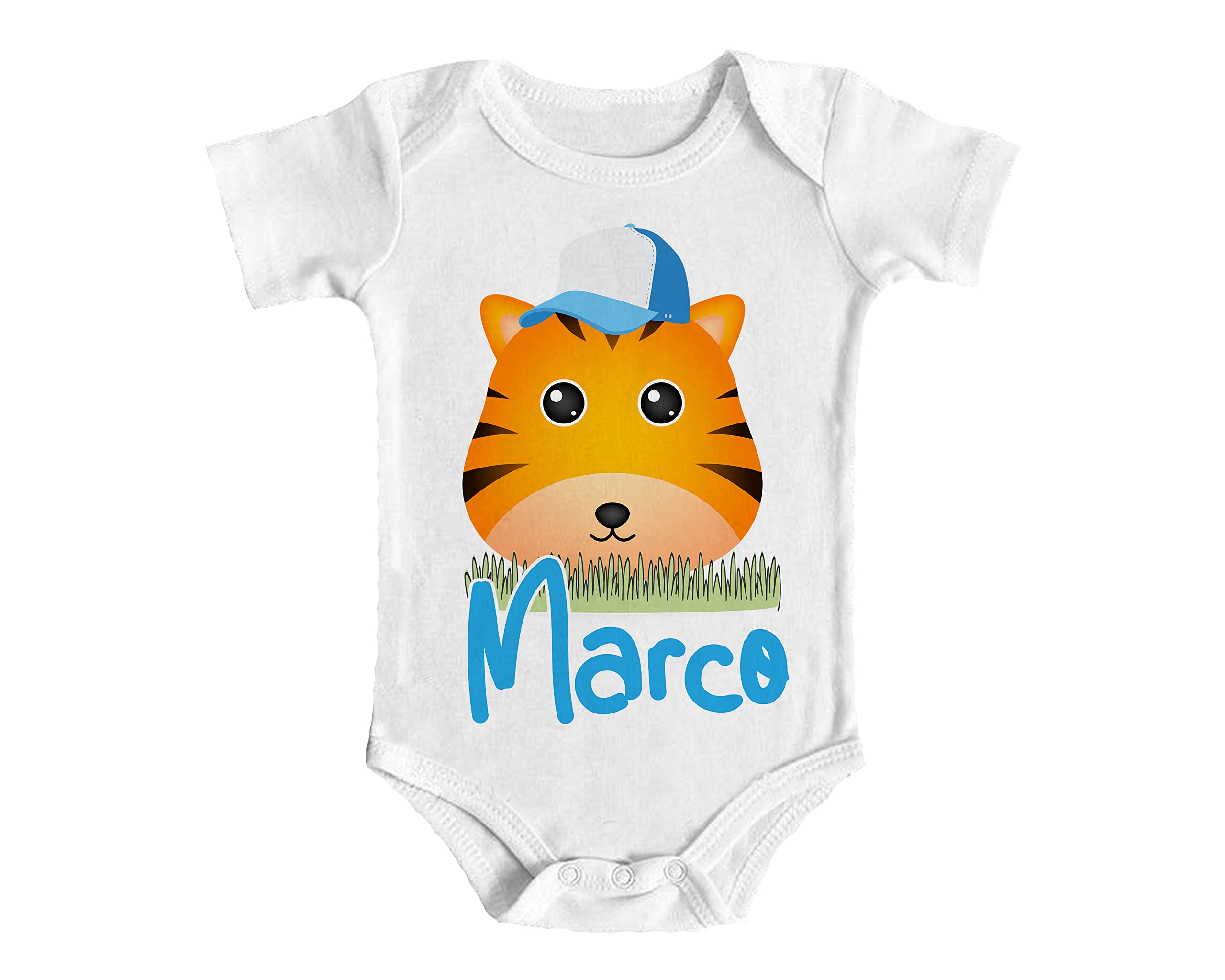 Overthetee Set Magliette Famiglia Personalizzate con Nome, 4 Capi T Shirt e Body Neonato Tema Animali, Coordinati Genitori e Figli in Cotone