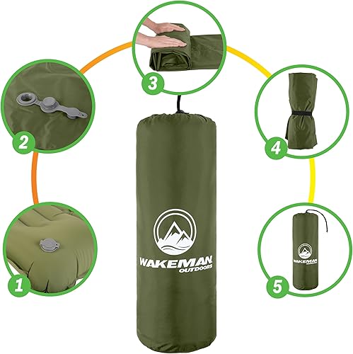 Miniatura 5 de Wakeman Colchoneta inflable para acampar con bomba de pie incorporada - Colchón impermeable para campamento - Equipo de campamento imprescindible