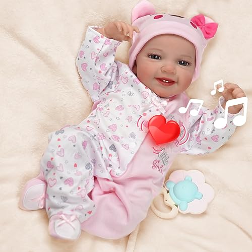 Miniatura 1 de BABESIDE Muñecas de bebé Reborn con latido del corazón, coos y respiración  Leen, 20 pulgadas Sweet Smile Realistic-Muñecas de bebé recién nacido,