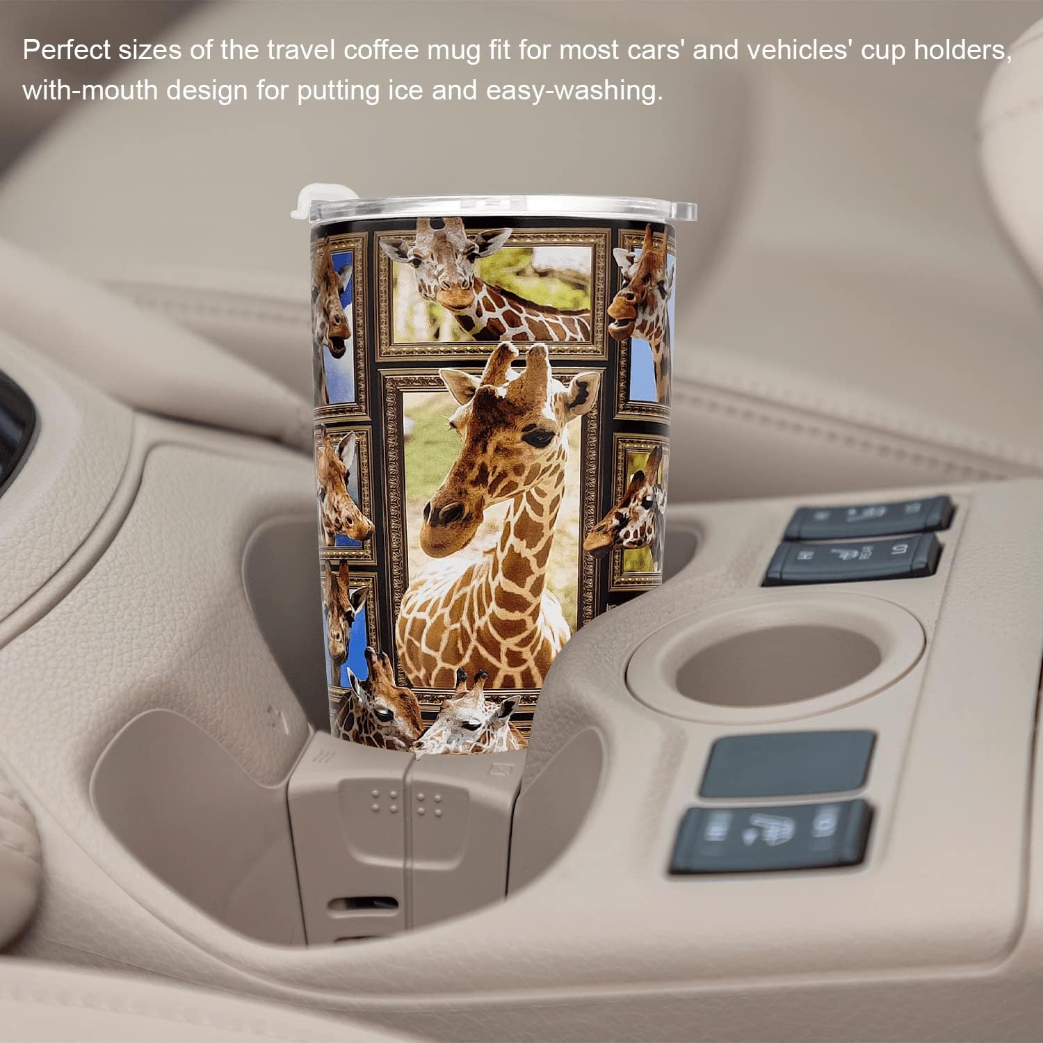 Giraffe Tumbler Cup with Lid Spill Proof Iced Coffee Travel Mug Insulated Stainless Steel Water Bottle 20 Oz Cold Drink Thermal Cups
