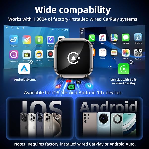 2026 Upgraded Wireless CarPlay Adapter UK , Convert Wired to Wireless CarPlay&Android Auto,Compatible with iPhone iOS 10+ & Android 11+, Mini USB Design,Auto Connect Fast and Stable,Plug and Play - 2