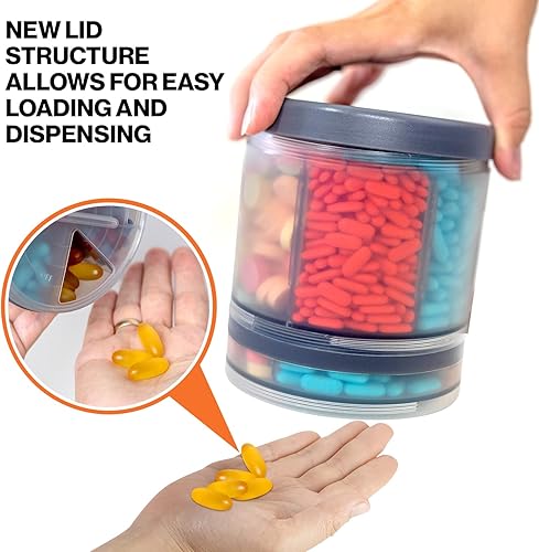 Vista 6 de Monster - Dispensador de píldoras, medicamentos, medicamentos, contenedor portátil desmontable para viajes, caja de almacenamiento de vitaminas