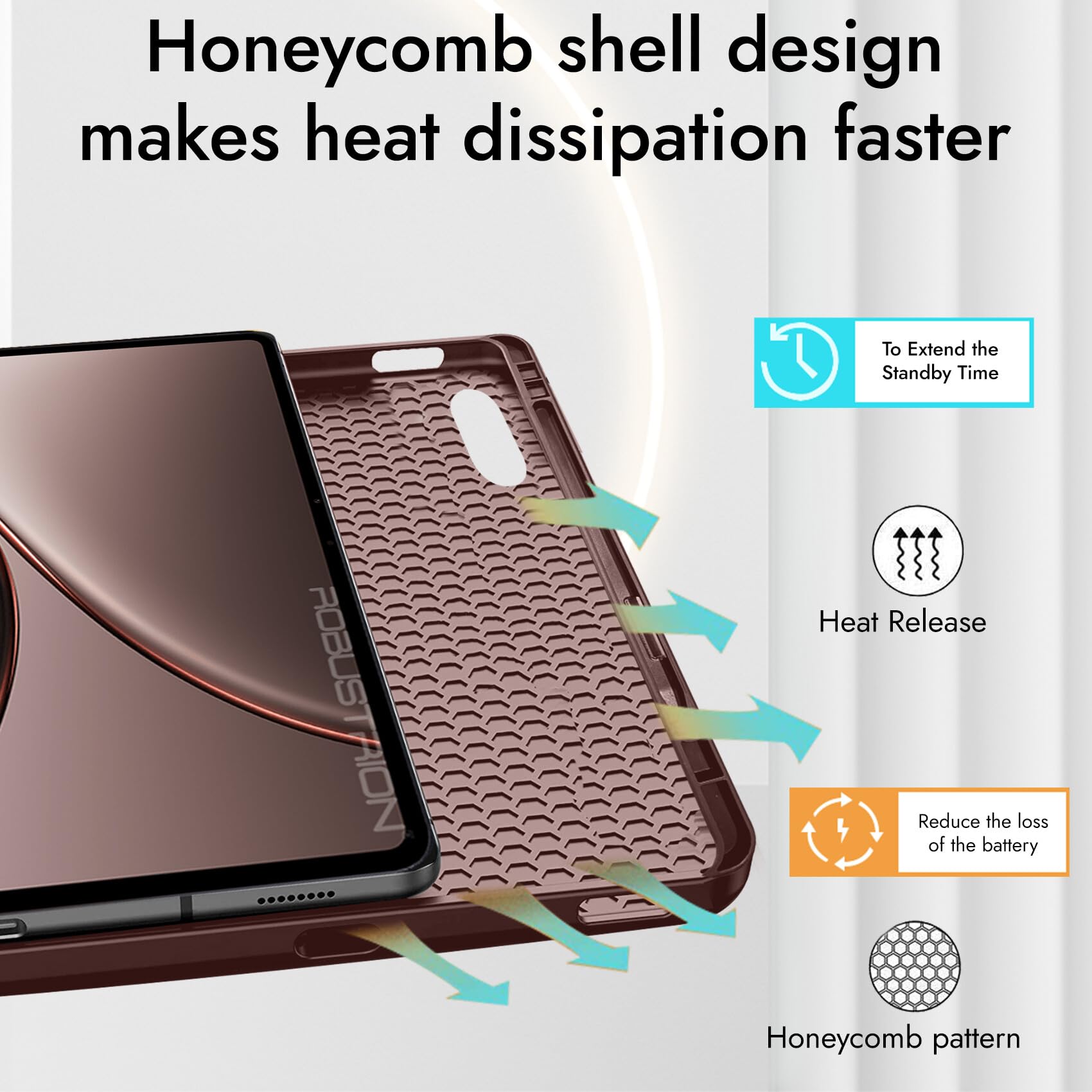 Robustrion Cover Case for OnePlus Pad 4 13.2 inch/OnePlus Pad 3 13.2" Cover with [Pencil Holder], Flip Cover Case for One Plus Pad 4/3 Cover 13.2 inch [Auto Sleep Wake Support] - Brown — Amazon image 4