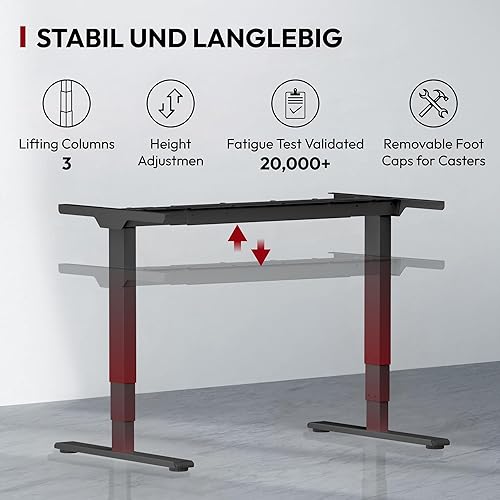 Miniatura 3 de SANODESK Marco de escritorio de pie de altura eléctrica de 3 etapas con motor doble, capacidad de carga de 220 libras, para oficina en casa (solo
