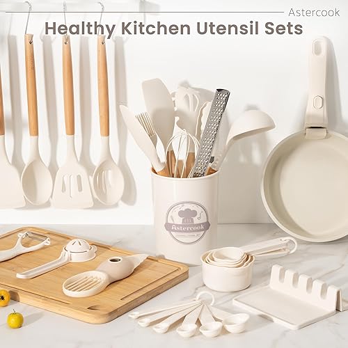 Miniatura 5 de Astercook Juego de utensilios de cocina de silicona, 38 piezas, resistentes al calor de 446 F, juegos de utensilios de cocina de grado alimenticio