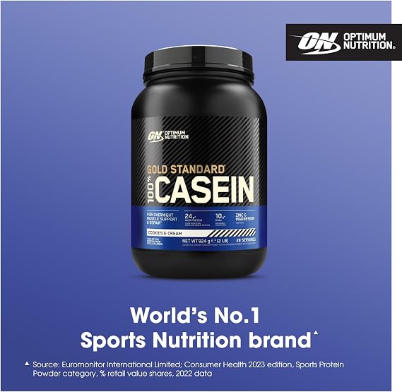Optimum Nutrition Gold Standard Casein Slow Digesting Protein Powder with Zinc, Magnesium and Naturally Occurring Glutamine and Amino Acids, Cookies & Cream, 28 Servings, 0.92 kg, Packaging May Vary