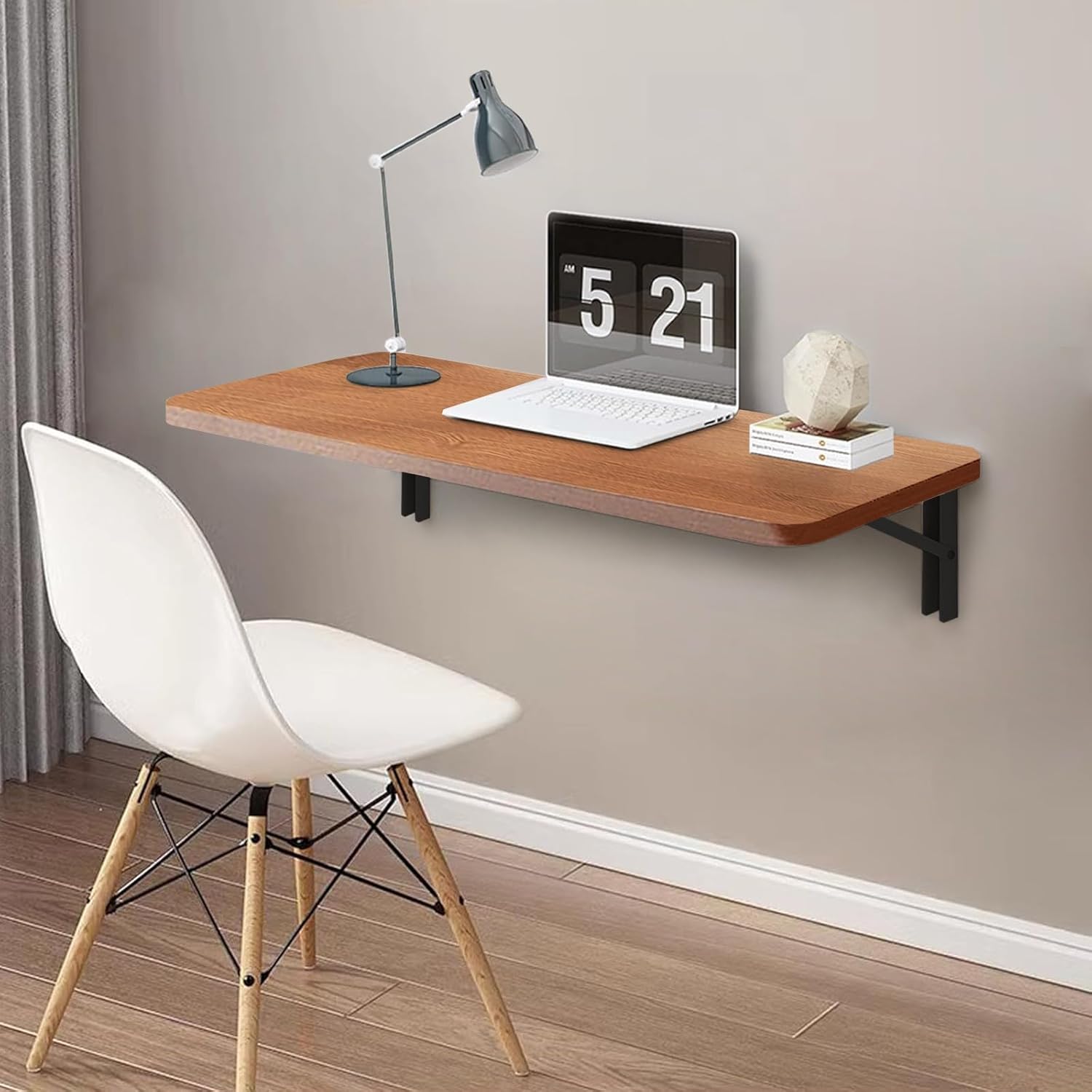 Wall Mounted Folding Table,Computer Desk Wall Mounted Folding Table Wood,Space Saving Fold Down Floating Desk for Study,Ideal for Small Spaces Office Bedroom Kitchen,Computer Desk