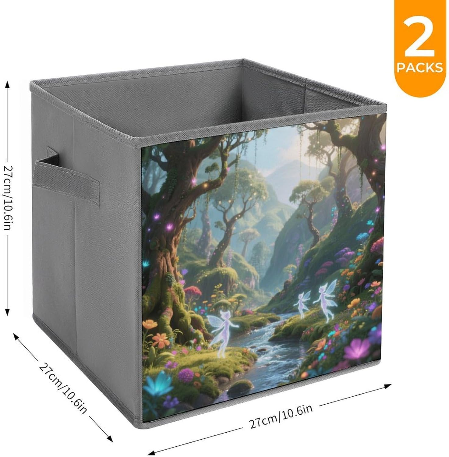 2-piece Oxford Cloth Storage Box Elf Valley Printed Storage Box for Storing Clothes/shoes Multi-purpose Wardrobe And Cabinet Storage